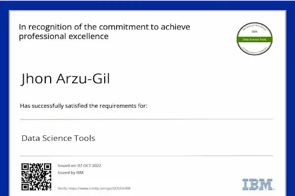 The Data Science Tools course provided hands-on experience with the core platforms, environments, and libraries used by data scientists to analyze and visualize data, build models, and collaborate efficiently.

Key tools and concepts covered include:
Jupyter Notebooks – for interactive coding, visualization, and documentation
RStudio – for statistical analysis and data exploration using R
IBM Watson Studio – for scalable machine learning and model deployment
Git and GitHub – for version control and collaborative workflows
SQL – for querying structured data from relational databases
Introduction to key libraries such as Pandas, NumPy, Matplotlib, and Seaborn in Python

This course equipped me with the practical skills needed to set up a data science environment, manage code and data workflows, and apply tools that support end-to-end data science projects—from exploration to deployment.